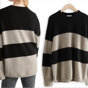 & other stories knit wool blend oversized stripe sweater XS